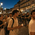 Fête de la musique montpellier : foule près d’une fanfare à Montpellier le 21 juin