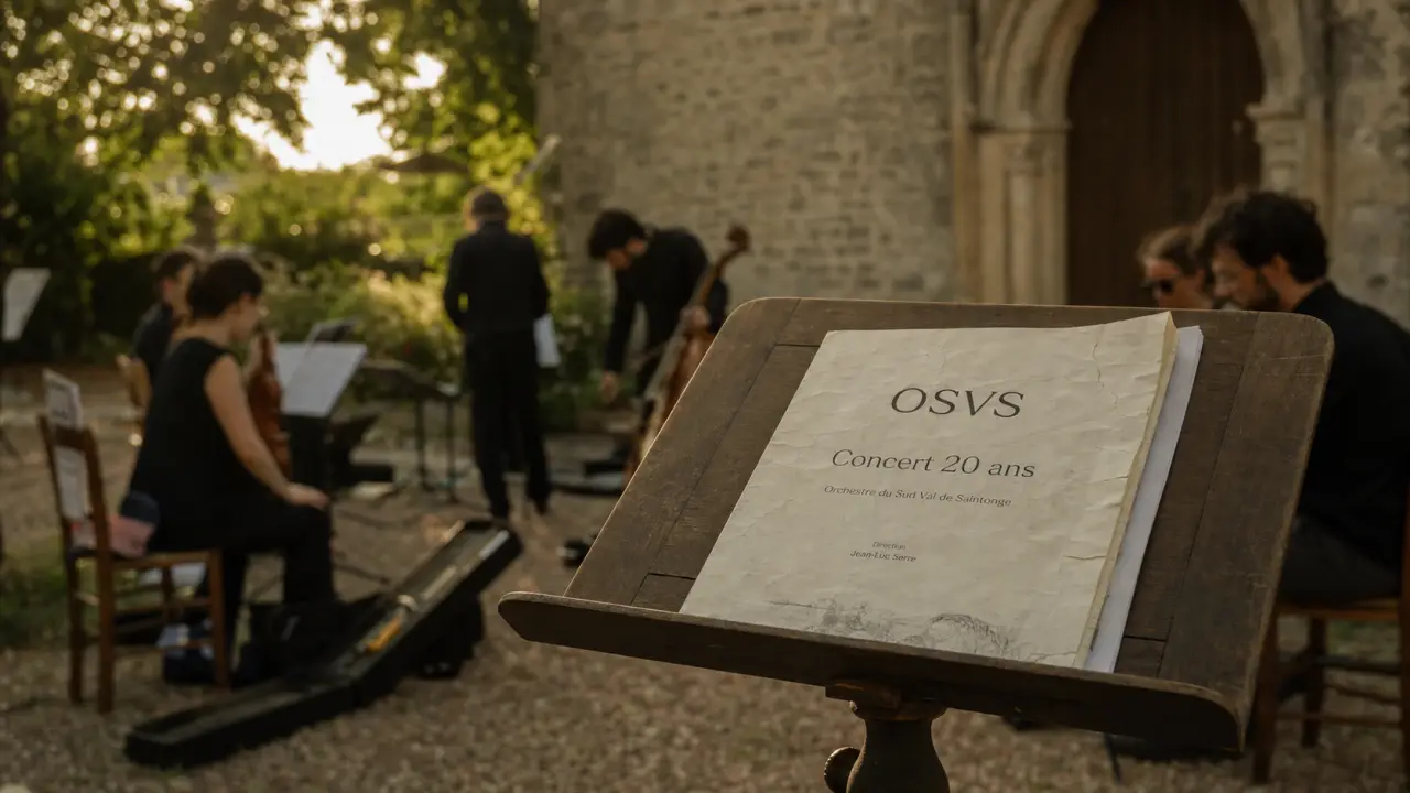 OSVS : programme de concert sur le parvis d’une église charentaise