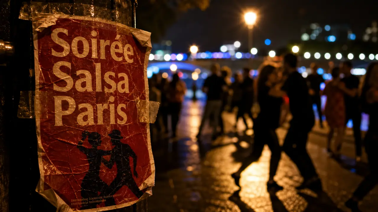 Soirée salsa paris sur les quais, ambiance nocturne et danseurs