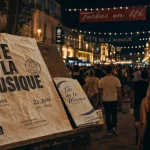 Tarbes fête de la musique : affiche froissée et programme de concerts gratuits