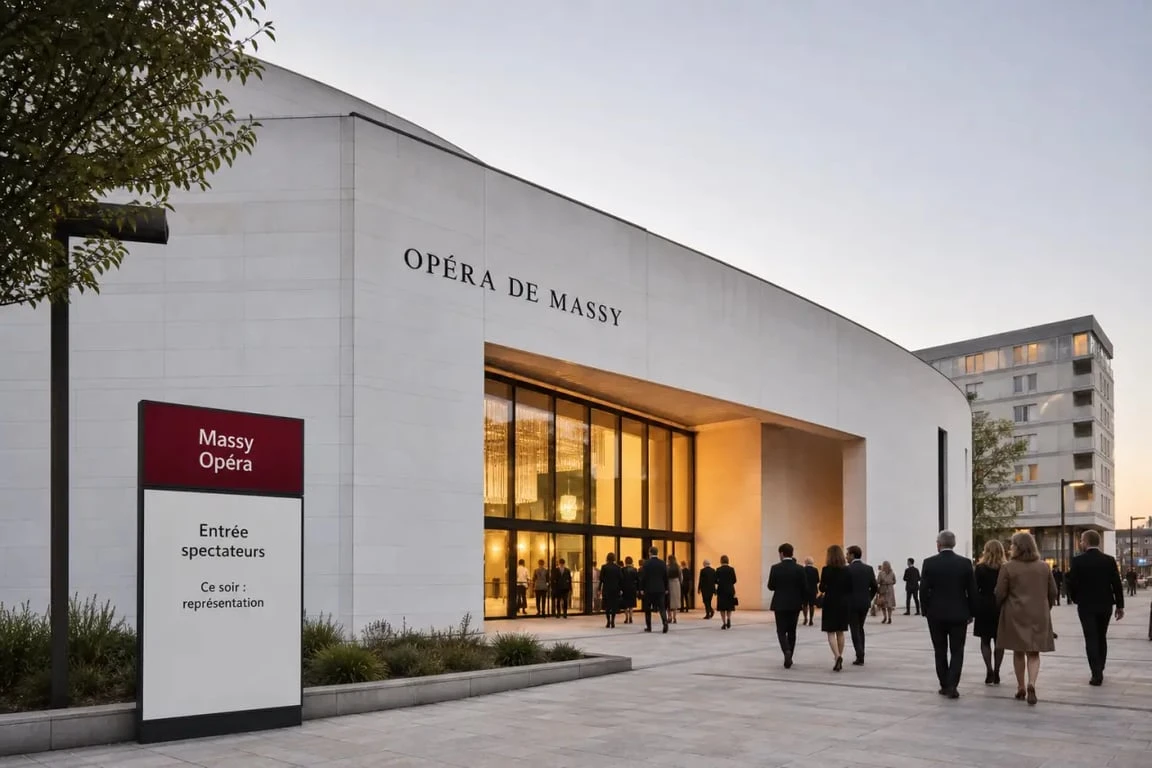 Opéra de Massy, vue extérieure et accès au quartier Massy Opéra
