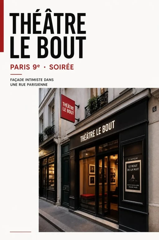Théâtre Le Bout à Paris : façade et ambiance de salle intimiste pour repérer theatre lebout