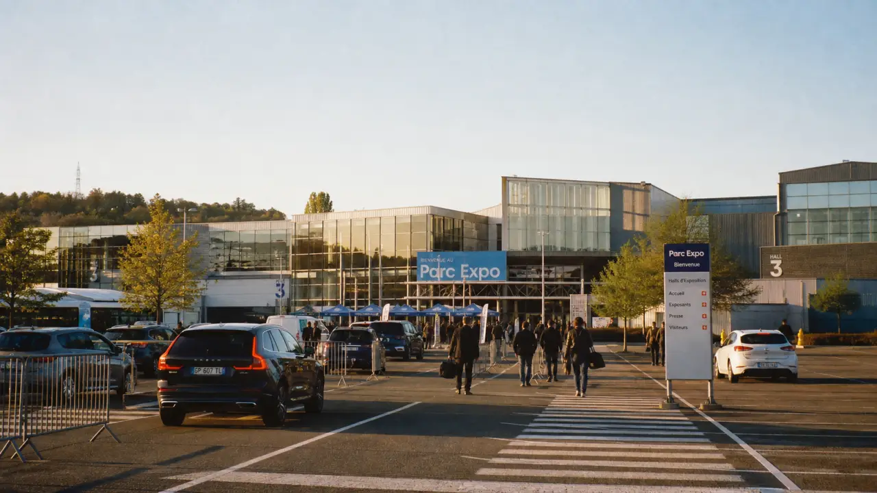 Entrée du parc des expositions de limoges, accès A20 et parking