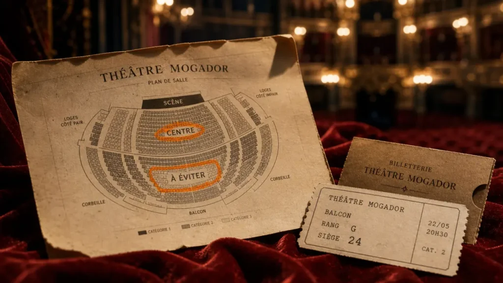 Théâtre Mogador, place à éviter pour garder une vue complète de la scène