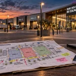 Vue extérieure du parc des expositions colmar, halls et allées