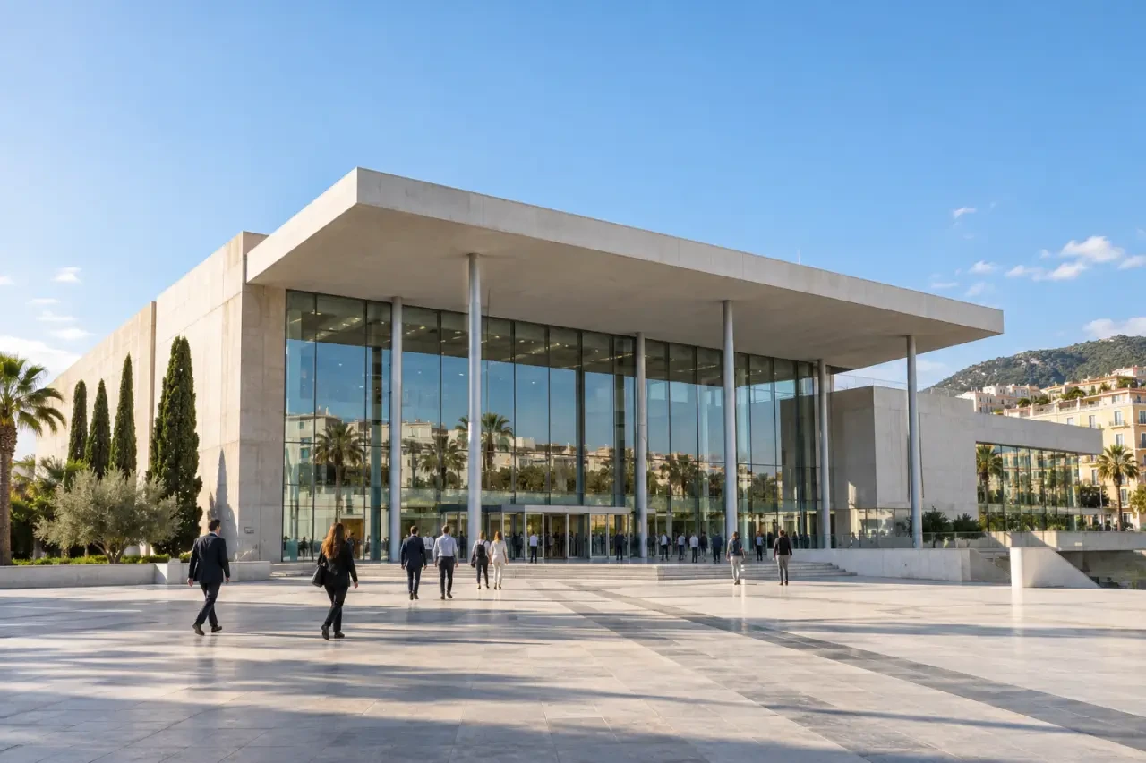 Palais des Expositions de Nice vu depuis son environnement urbain