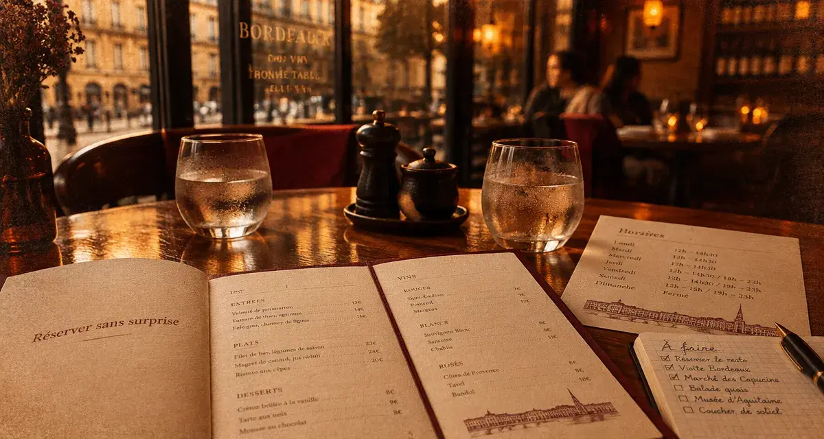 Restaurant palatino bordeaux : menus et horaires sur table
